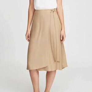 New Cuyana Cupro Tencel Wrap Midi Skirt Sand XL